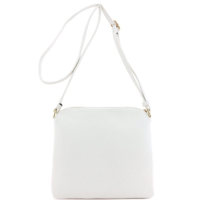 DELUXITY Lightweight Medium Crossbody Bag with Tassel (White) - Image 2